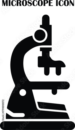 Microscope vector icon in clean modern style, representing science, research, analysis, biology and laboratory equipment. Perfect for medical and scientific projects