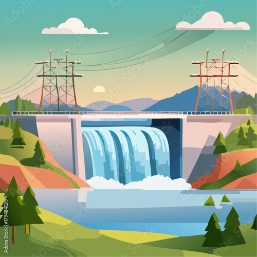 Hydroelectric power plant electricity production