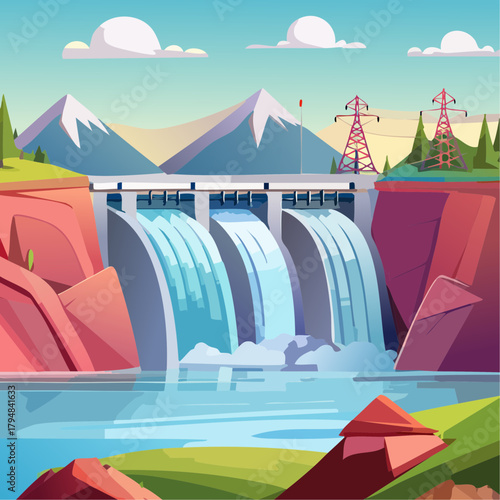 Hydroelectric power plant electricity production