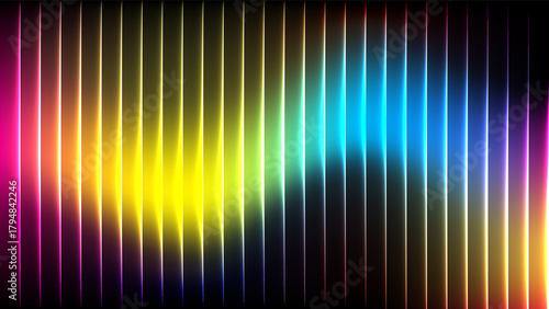 Vibrant neon light streaks in a rainbow spectrum abstract background