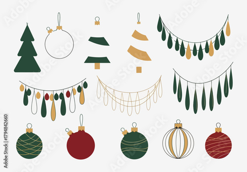 Festive Christmas Ornaments and Decorations Collection.