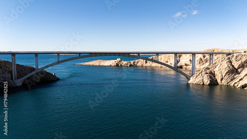 Wallpaper Mural Aerial View of a Coastal Bridge in Croatia – Dramatic Adriatic Waters, Rugged Shores and Scenic Mediterranean Landscape Torontodigital.ca