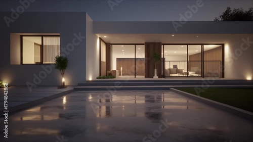 Wallpaper Mural Minimalist Luxury House Exterior Night View Residential Architecture Torontodigital.ca