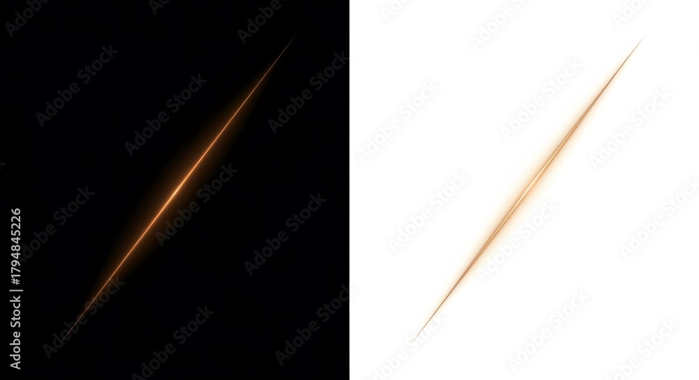 Fototapeta premium Golden light streak effect abstract glowing line on black and white background vector illustration