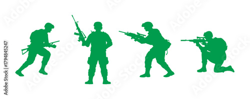 War Hand drawn Flat soldier silhouette. A silhouette vector of armed soldiers walking in formation on a battlefield.This flat war illustration is ideal for military themed content, documentaries.