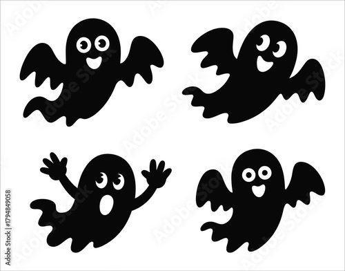 Haunted Ghost Silhouette for Halloween Vector Template
