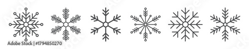 Snowflake icon set. Collection of vector snowflakes, winter christmas decoration.