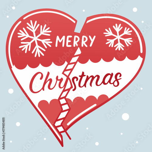 Broken heart with merry christmas message