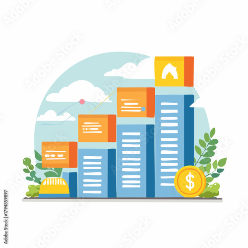 Financial Growth and Investment Success Illustrated A Visual Representation of Economic Advancement and Wealth Accumulation