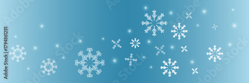 Wallpaper of randomly falling snowflakes. Frozen grains of snow dust. Snowy sky with a white turquoise background. Snowy natural scenery. Vector illustration.