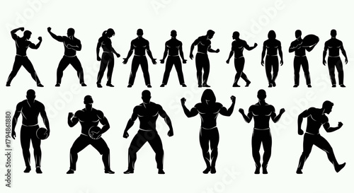 Diverse Collection of Human Silhouettes in Various Dynamic Poses.