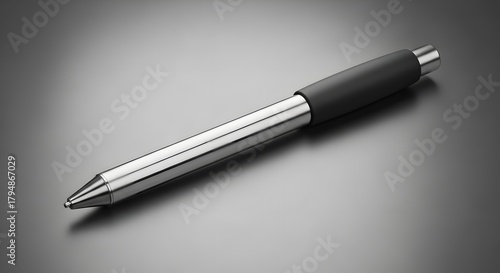 Wallpaper Mural Elegant metallic ballpoint pen with black grip on a smooth gray gradient background Torontodigital.ca
