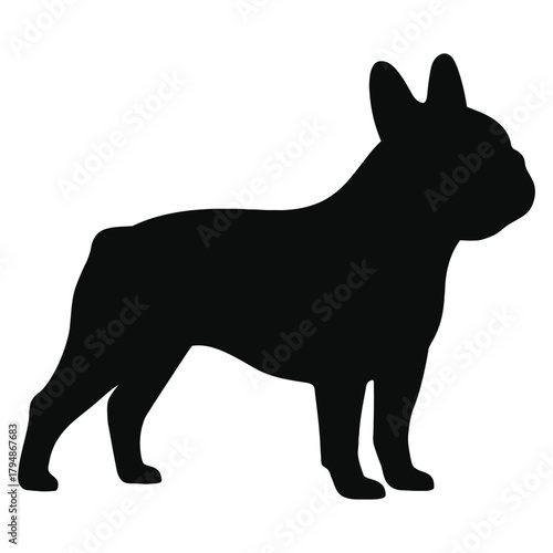 french bulldog Black dog silhouette vector illustration