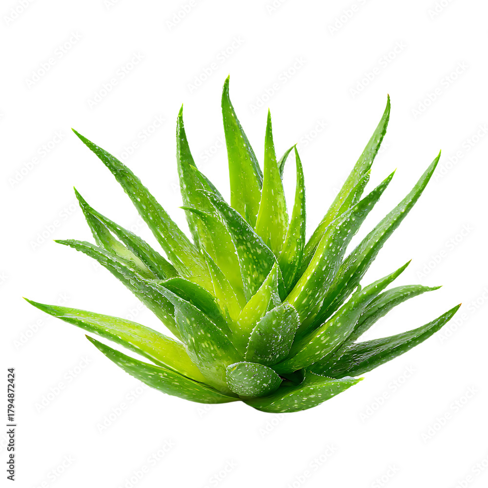 Fototapeta premium Lush green aloe vera thrives under bright sunlight