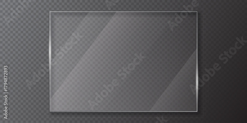 Liquid glass vector frame in glassmorphism style. Rectangular glass vector illustration on isolated background. Transparent mirror frame sign business concept.