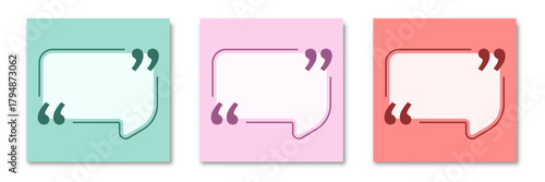 Blank speech bubble template set collection in flat style. Bubble with quote vector illustration on isolated background. Dialogue frame sign business concept.