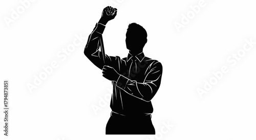 Silhouette of a Man Rolling Up His Sleeve in Determination.