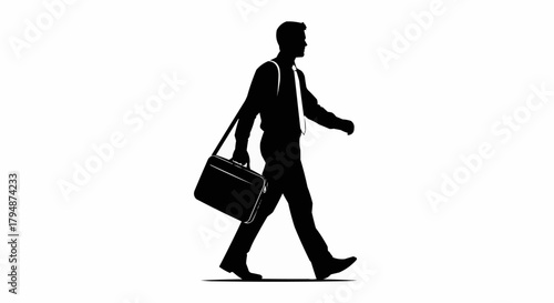 Silhouette of a man walking with a briefcase.
