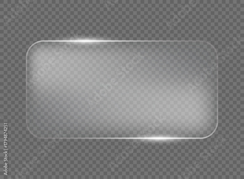 Liquid glass vector frame in glassmorphism style. Rectangular glass vector illustration on isolated background. Transparent mirror frame sign business concept.