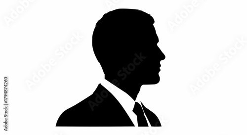 Side profile silhouette of a businessman in a suit.