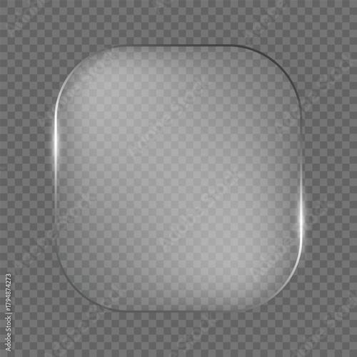 Liquid glass vector frame in glassmorphism style. Rectangular glass vector illustration on isolated background. Transparent mirror frame sign business concept.