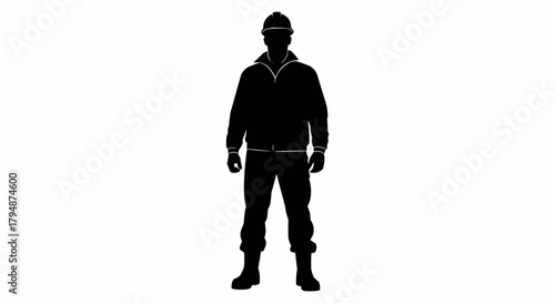 Silhouette of a person in work attire standing confidently against a white backdrop.