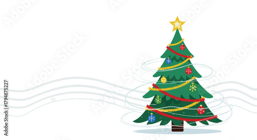 A beautifully decorated christmas tree with twinkling lights and festive ornaments standing tall.