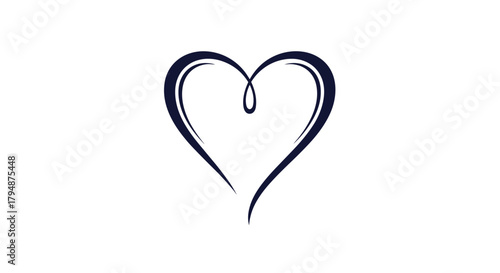 A simple blue heart outline with a single teardrop shape at the top center of the heart.
