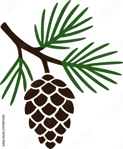 Pine Branch Adobe Illustrator AI Source File – Fully Editable & Convertible (EPS, SVG, PNG, JPEG, DXF, PDF)