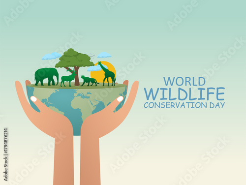 Vector graphic of World Wildlife Conservation Day for World Wildlife Conservation Day celebration.