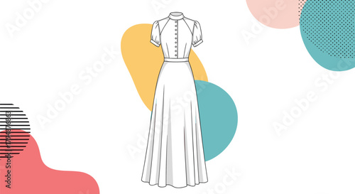 Discover the elegance of this stunning polka dot maxi dress with a charming puff sleeve design.