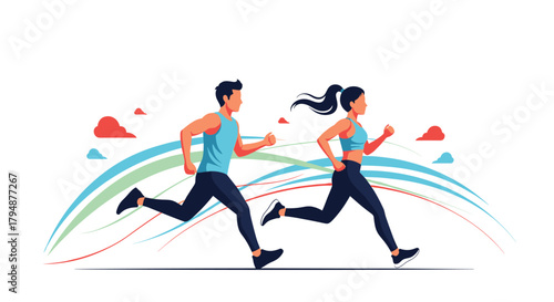 Two people running outdoors enjoying a healthy lifestyle.