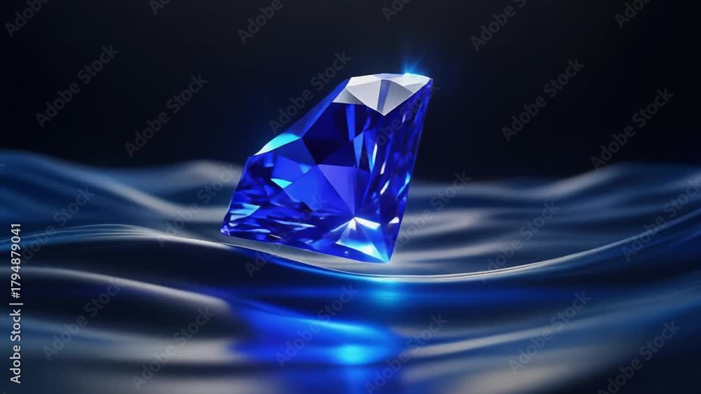 Deep Blue Sapphire Light Ripple Waves Luxury Gem Loop