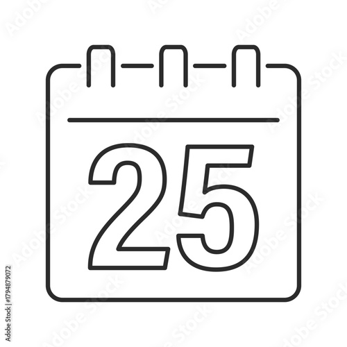 25 december calendar line web icon
