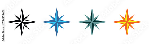 vector compass rose icon set