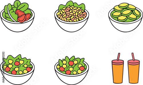 Healthy Eating Illustration. Balanced Diet Artwork. Nutritious Food Drawing. Clean Eating Concept Design. Healthy Lifestyle Illustration. Fresh Food Artwork Set. Wellness Nutrition Illustration