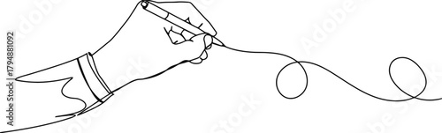 Hand drawing a complex waveform with a pencil isolated on transparent background