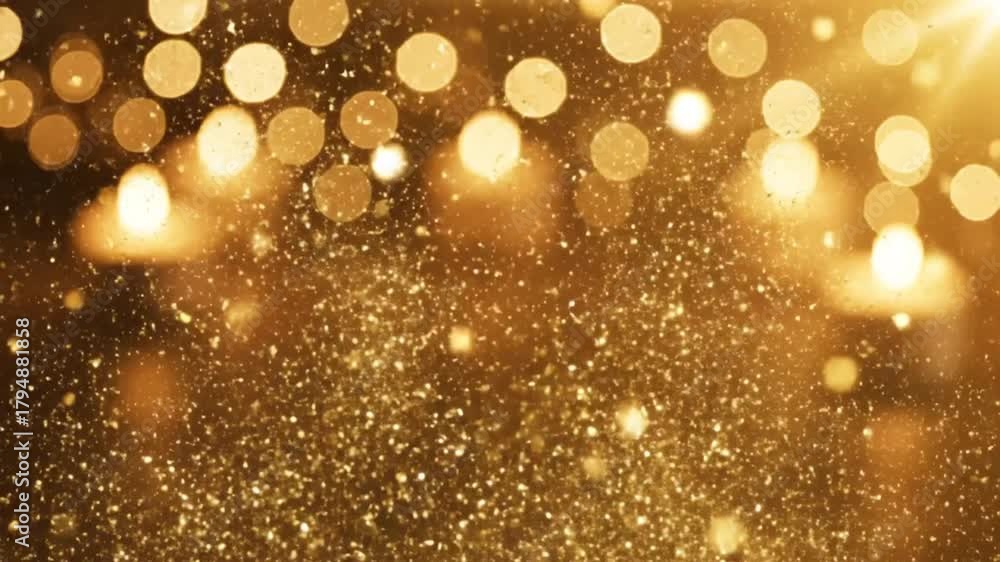 A luxurious and warm animated background evoking the elegant Thanksgiving in a rich, golden light, with a continuous cascade of shimmering colorful glitter and sparkling dust particles drifting slowly