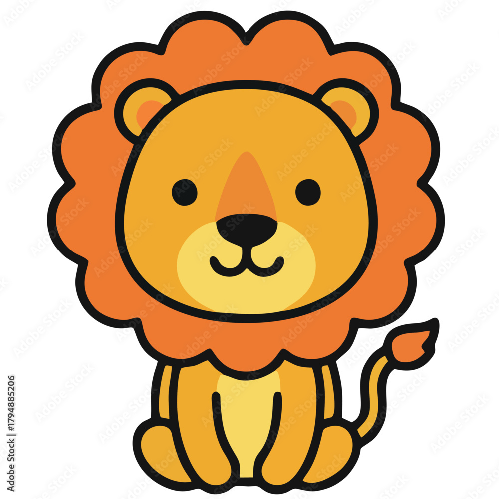 Obraz premium Cute Cartoon Lion Cub Vector