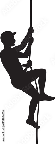 Person climbing rope silhouette icon design