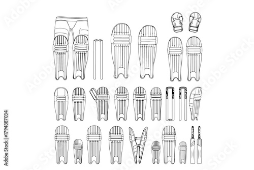 wicket keeper pads wicket and gloves and bad