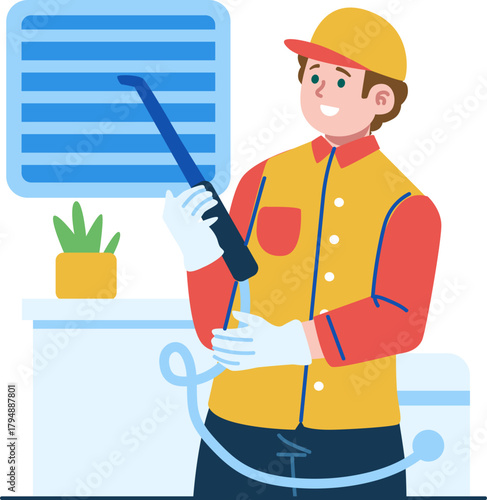 cleaning technician character illustration