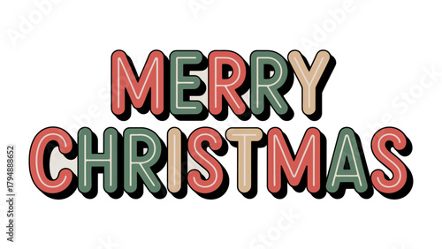 Festive Christmas Message: A cheerful and vibrant 'Merry Christmas' message in colorful, eye-catching lettering, perfect for spreading holiday cheer.