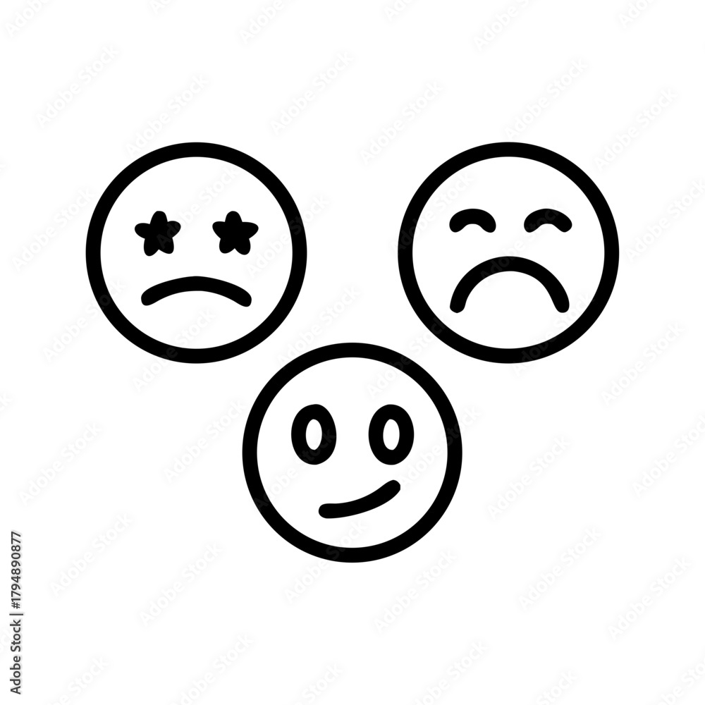 Fototapeta premium Three faces with different emotions