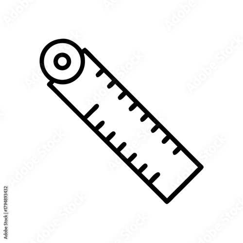 Simple measuring tape line icon for construction