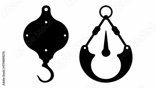 Εκτύπωση καμβά Silhouette illustration showcasing two distinct antique scales against a white b