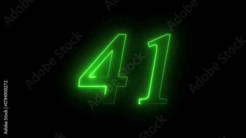 41 number text Neon glowing animation