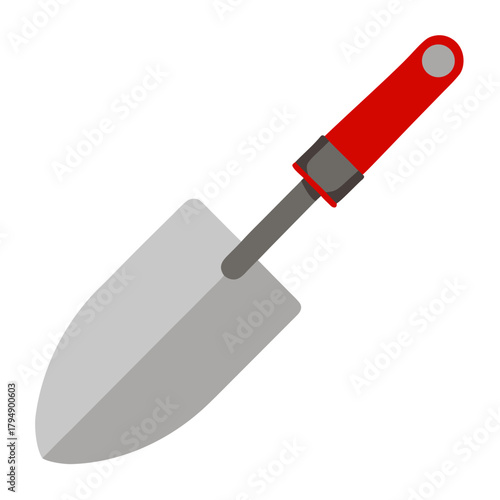 Simple garden trowel with red handle