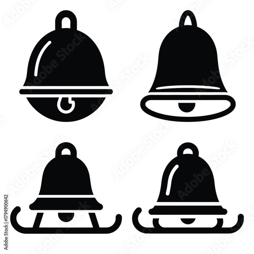 sleigh bell silhouette clipart set