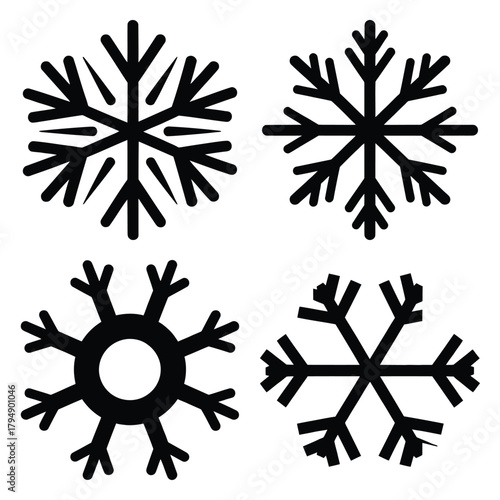 snowflake silhouette clipart set